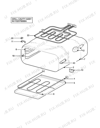 Взрыв-схема плиты (духовки) Tricity Bendix TBD950X - Схема узла H10 Grill cavity assy